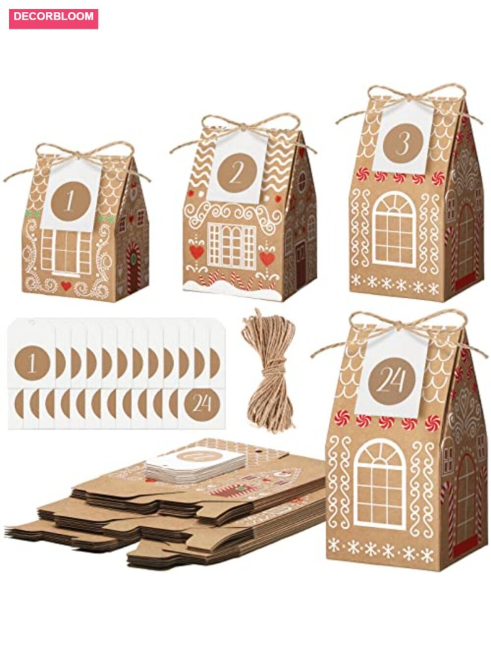 24 Pack Empty DIY Christmas Advent Calendar Boxes to Fill Treats